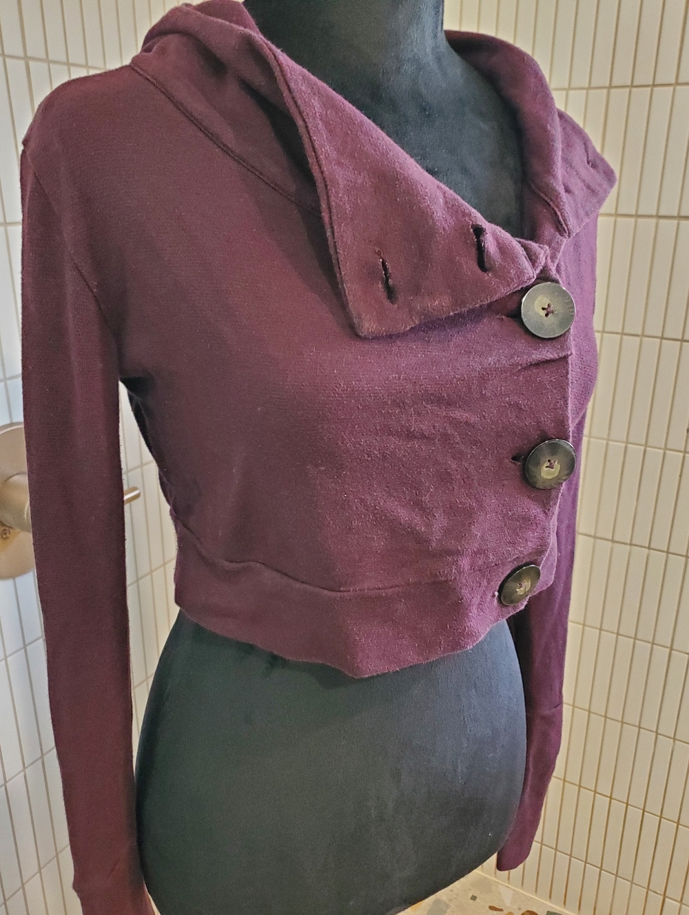 Nomads Hemp Wear Womens Cropped Phenomenon Hoodie Jacket Plum Purple Size Small - Picture 5 of 9